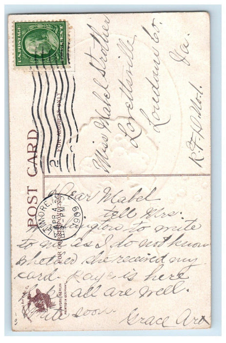 1909 Easter Hatched Egg Chicks Clapsadle (?) Embossed Posted Antique Postcard