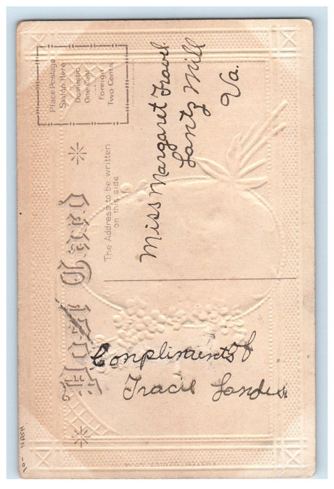 c1910's Easter Greetings Egg Pansies Flowers Lamb Nash Embossed Antique Postcard