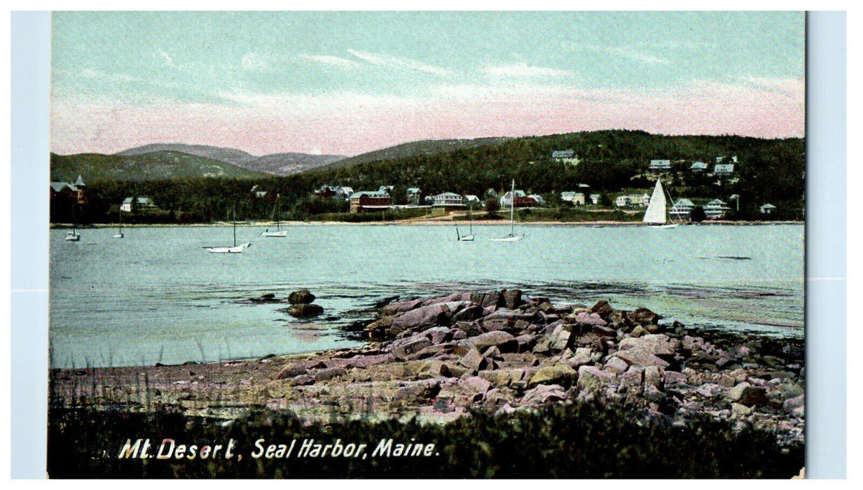 c1910 Boat Scene, Mt Desert, Seal Harbor Maine ME Antique Unposted Postcard