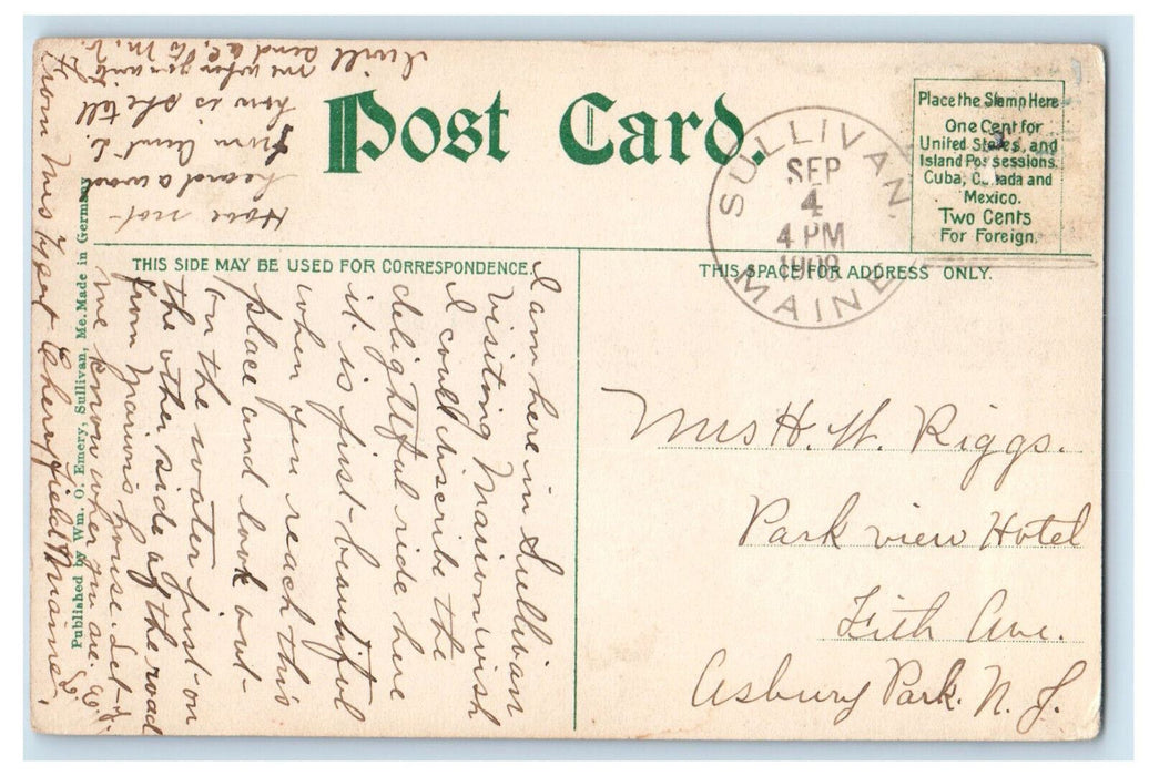 1908 Boat Scene, Sullivan Harbor Maine ME Posted Antique WM O Emery Postcard