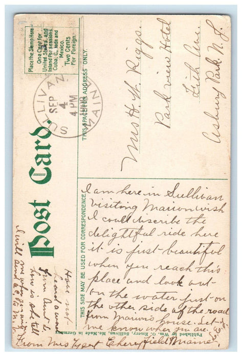 1908 Boat Scene, Sullivan Harbor Maine ME Posted Antique WM O Emery Postcard