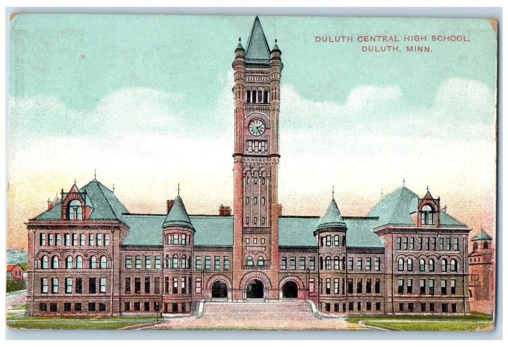 1908 Duluth Central High School Exterior Building Duluth Minnesota MN Postcard
