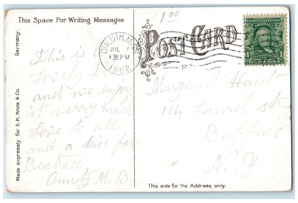 1908 Duluth Central High School Exterior Building Duluth Minnesota MN Postcard
