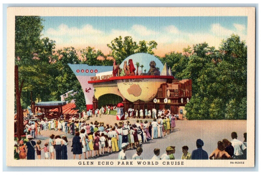 c1940 Amusement Glen Echo Park World Cruise Water Ride Maryland MD Postcard