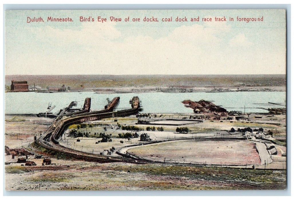 c1910 Birds Eye View Ore Docks Coal Dock Race Track Duluth Minnesota MN Postcard