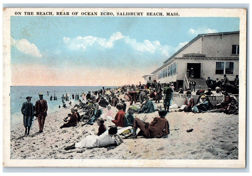 1923 Beach Rear Ocean Echo Exterior Sand Salisbury Beach Massachusetts Postcard