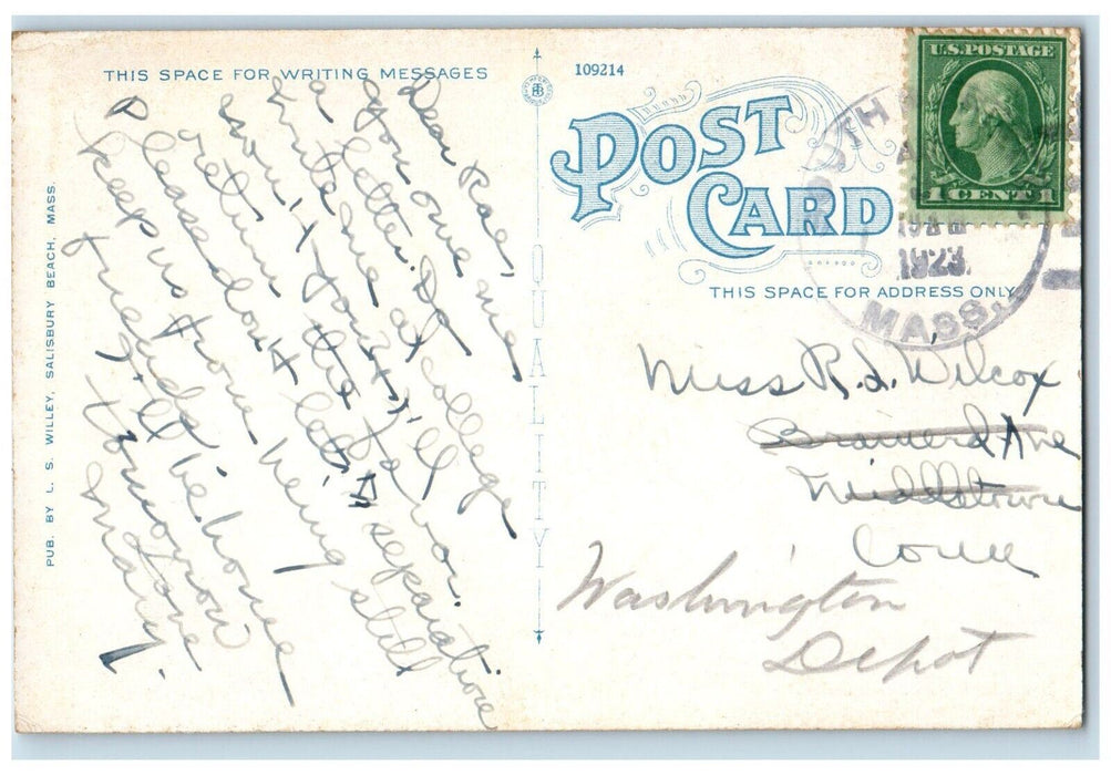 1923 Beach Rear Ocean Echo Exterior Sand Salisbury Beach Massachusetts Postcard