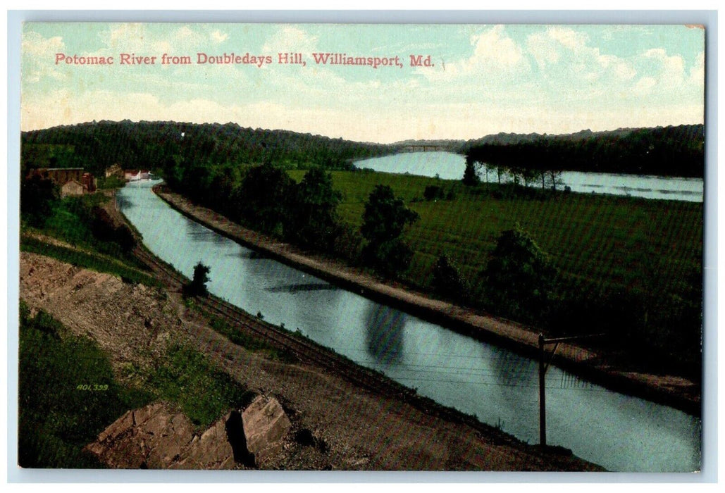 c1910 Potomac River Doubledays Hill Williamsport Maryland MD Souvenir Postcard