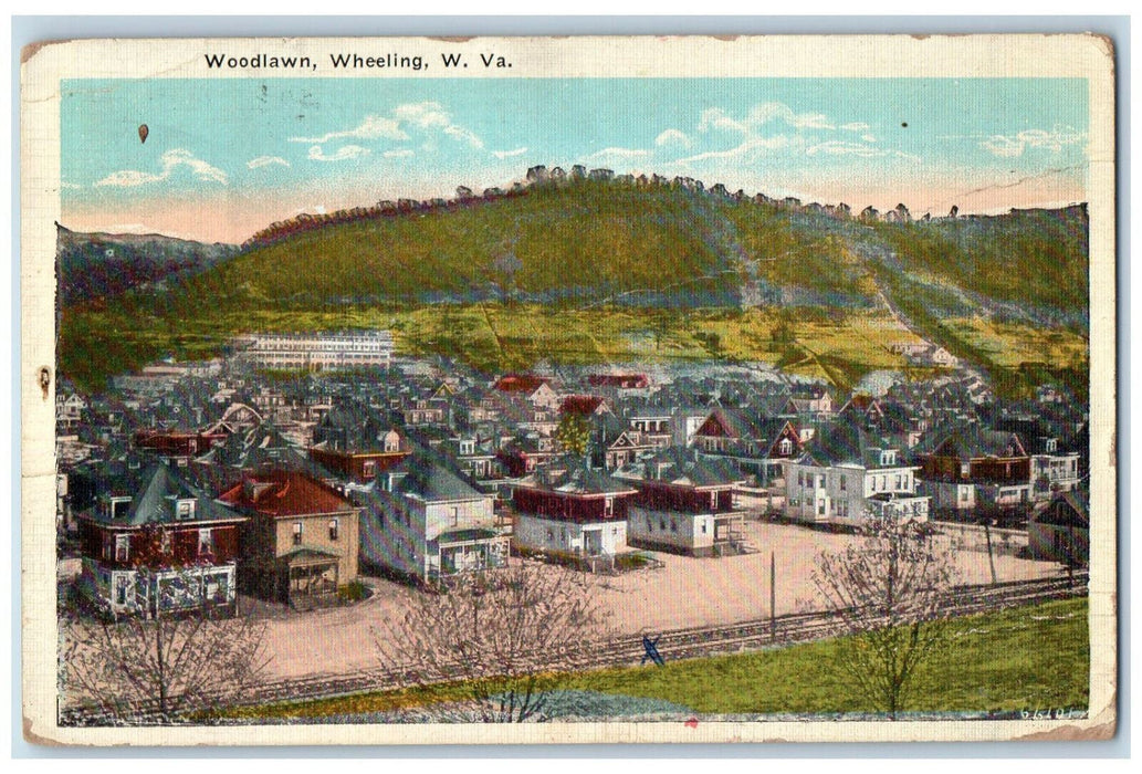 1924 View Of Woodlawn Houses Mountain Scene Wheeling West Virginia WV Postcard