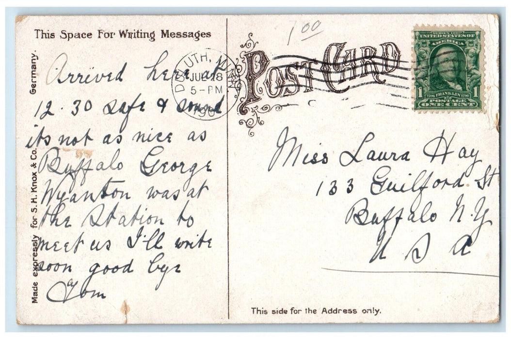 1907 Inter-State Bridge Connecting Wisconsin River Duluth Minnesota MN Postcard