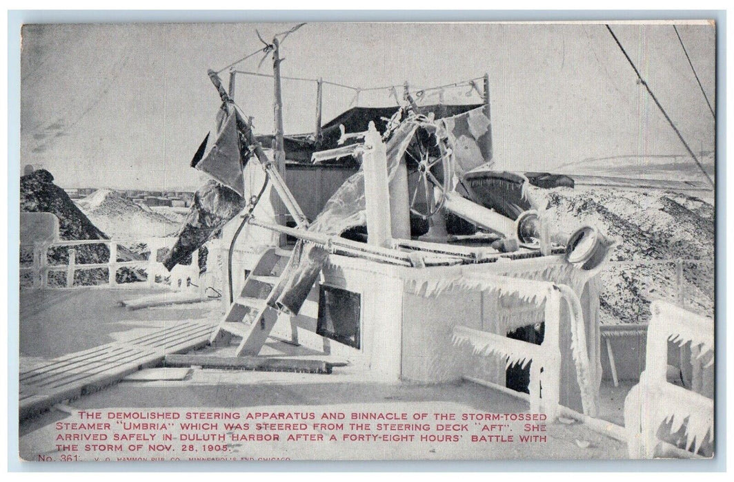 c1905 Demolished Steering Apparatus Steamer Umbra Duluth Minnesota MN Postcard