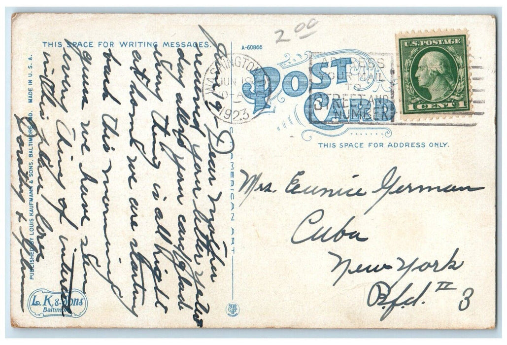 1923 National Cemetery Monument Antietam Maryland Washington DC Vintage Postcard