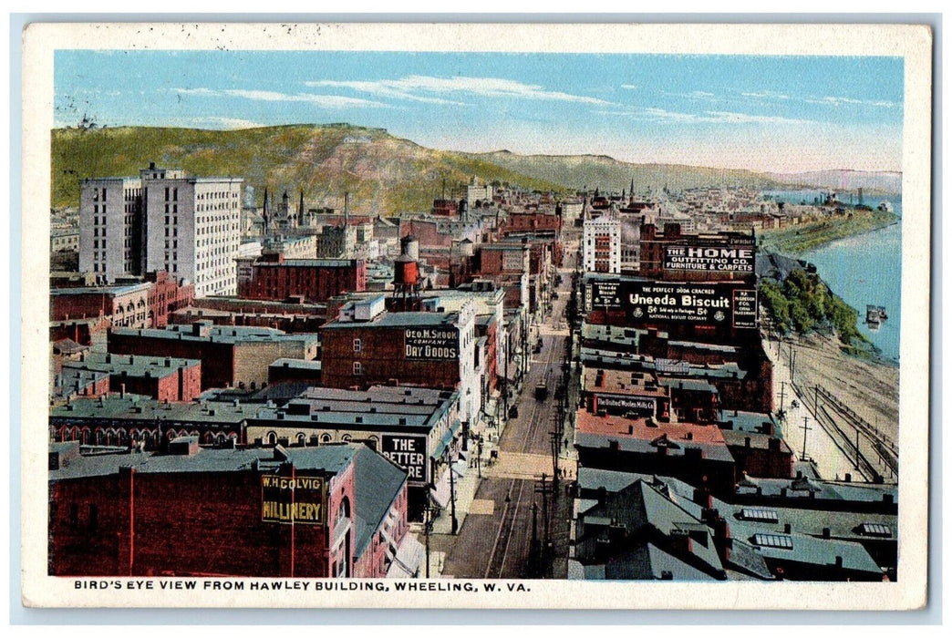 1917 Bird's Eye View From Hawley Building Wheeling West Virginia WV Postcard