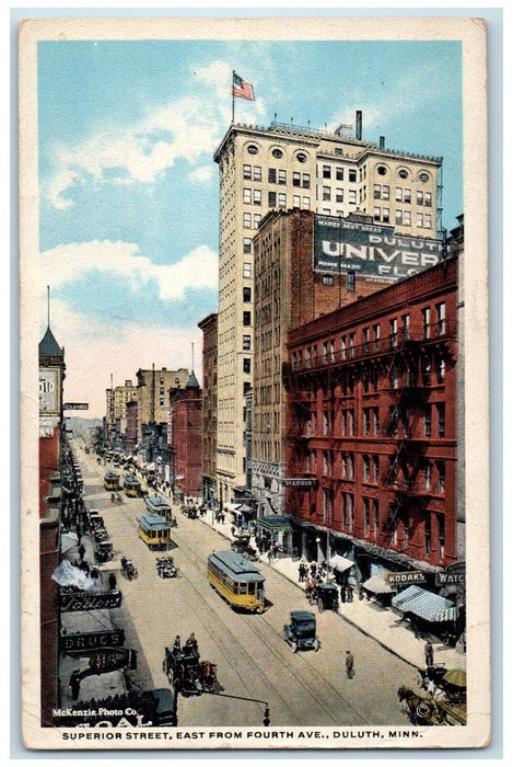 1919 Superior Street East Fourth Avenue Streetcar Road Duluth Minnesota Postcard