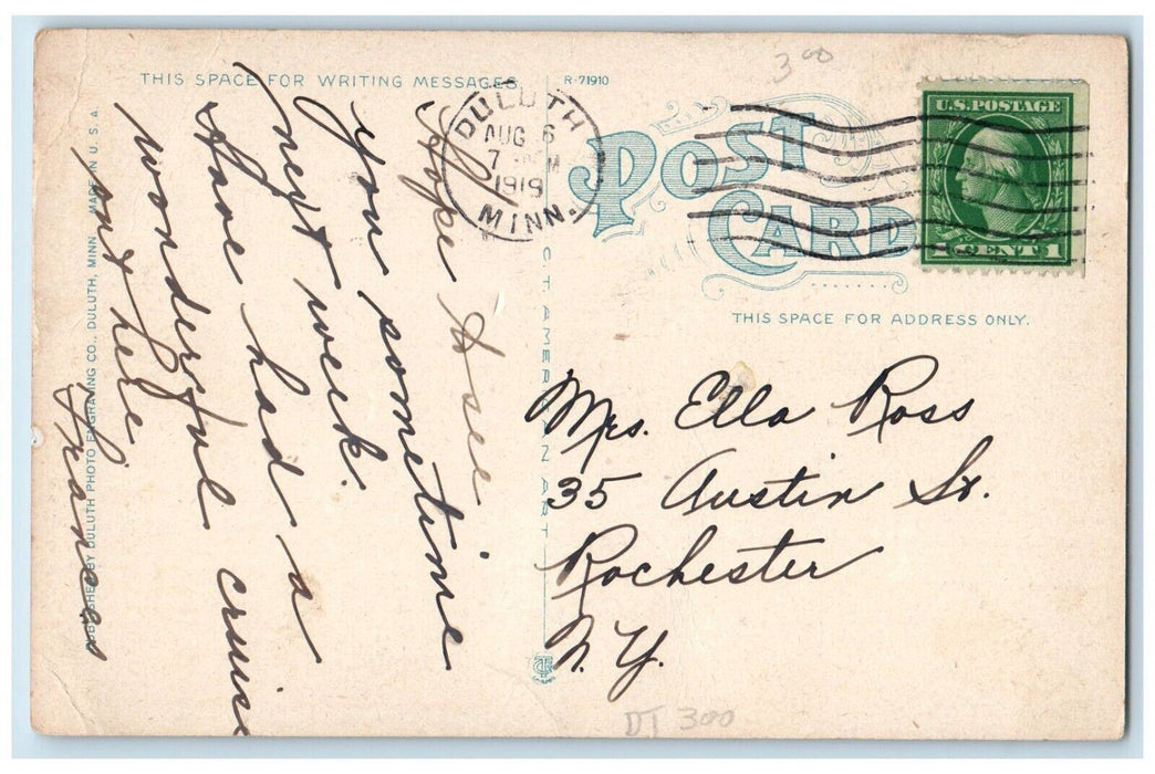 1919 Superior Street East Fourth Avenue Streetcar Road Duluth Minnesota Postcard