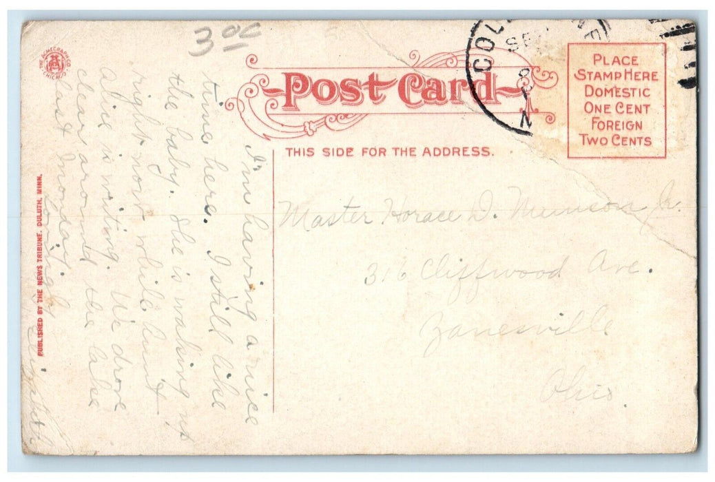 c1910 Incline Railroad Streetcar Trolley Train Duluth Minnesota Vintage Postcard