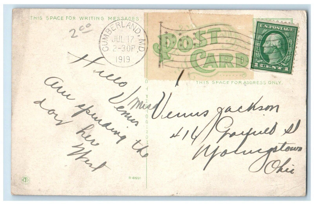 1919 First National Bank Building Cumberland Maryland Vintage Antique Postcard