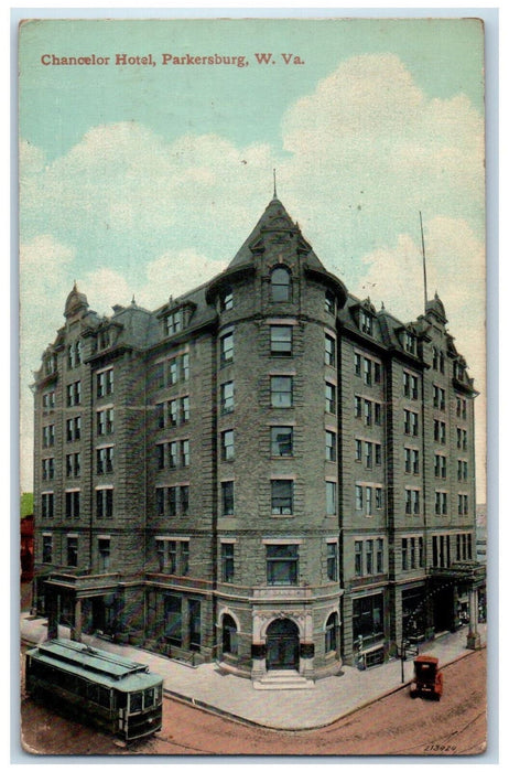 Chancelor Hotel Building Exterior Scene Parkersburg West Virginia WV Postcard