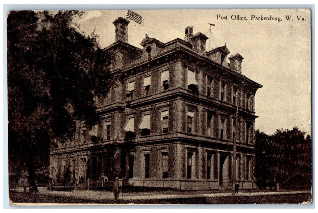 1911 U.S Post Office Parkersburg West Virginia WV Antique Posted Postcard