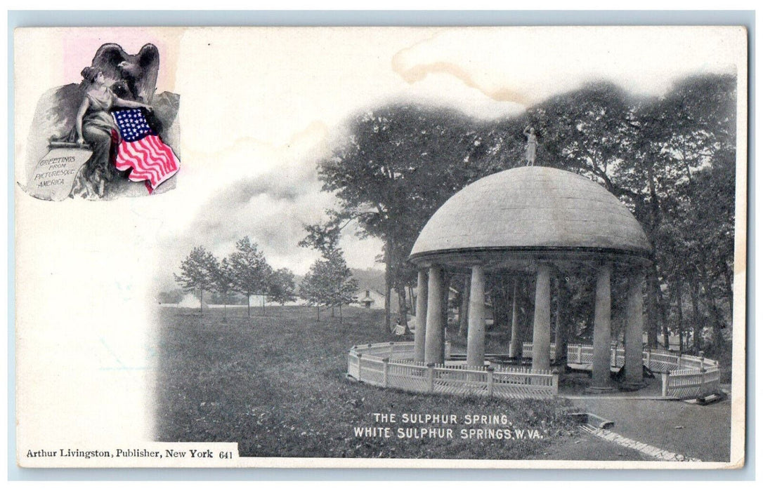 The Sulphur Spring Pavilion White Sulphur Spring West Virginia WV Postcard