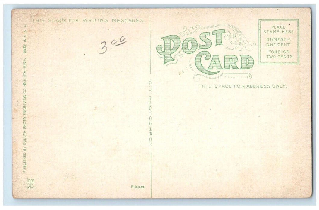 c1910 Ore Boat Leaving Duluth Superior Harbor Northeaster Minnesota MN Postcard