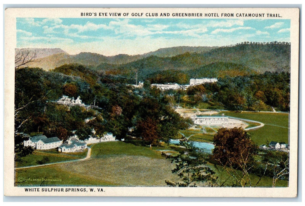 Bird's Eye View Of Golf Club & Greenbrier Hotel From Catamount Trail WV Postcard