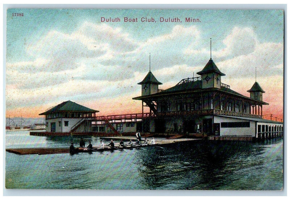 c1910 Duluth Boat Club Port Paddle Wharf Shipyard Duluth Minnesota MN Postcard