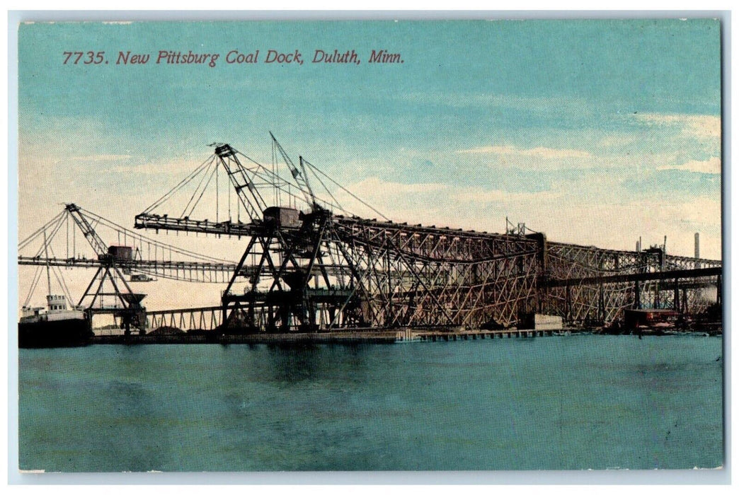 c1910 New Pittsburg Coal Dock Crane Heavy Equipment Duluth Minnesota MN Postcard