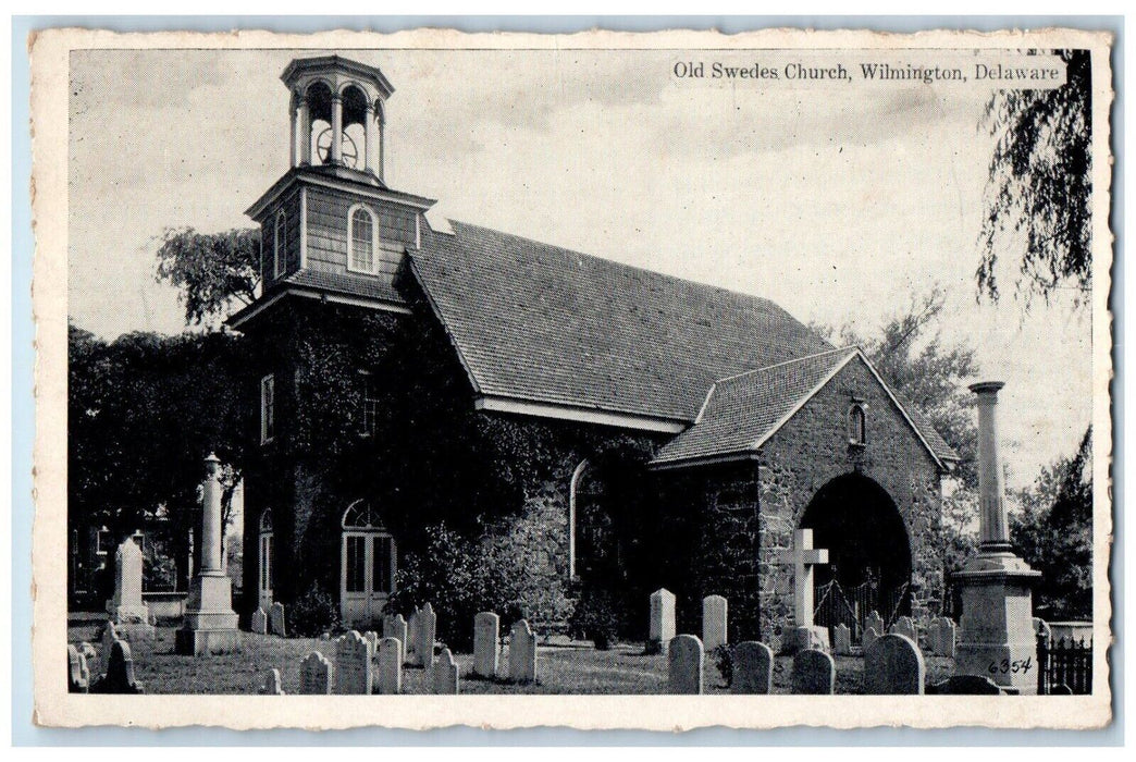 c1940 Old Swedes Church Cemetery Wilmington Delaware DE Vintage Antique Postcard