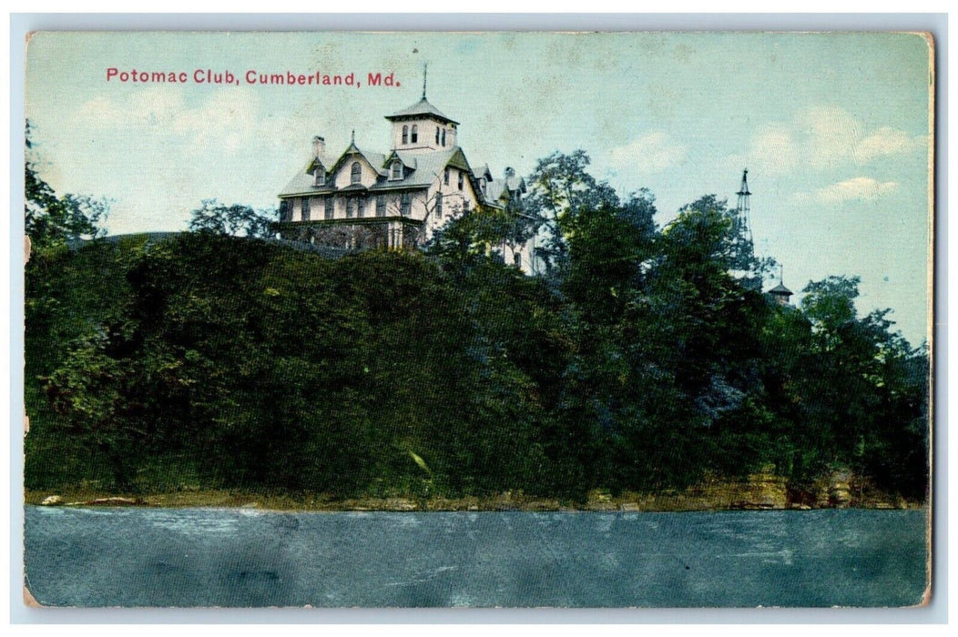 c1910 Overlooking Potomac Club Cumberland Maryland MD Antique Vintage Postcard