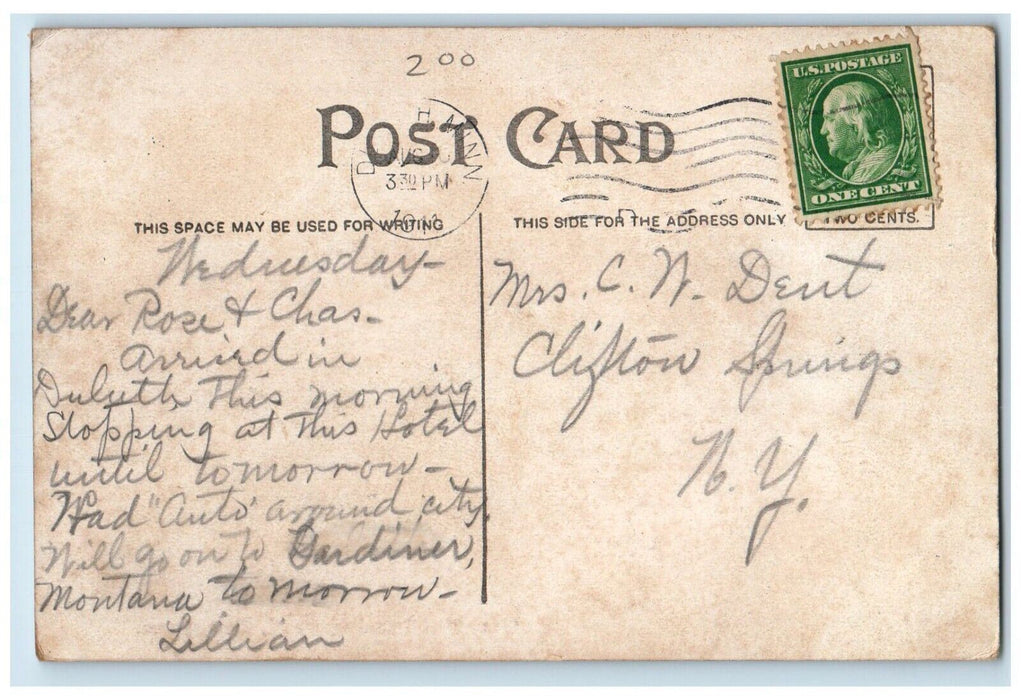 1911 Three Cosmopolitan Cafes Hotel Holland Exterior Duluth Minnesota Postcard