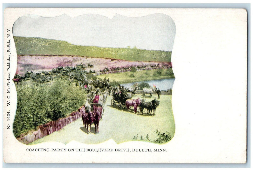 c1905 Coaching Party Boulevard Drive Horse Carriage Duluth Minnesota MN Postcard