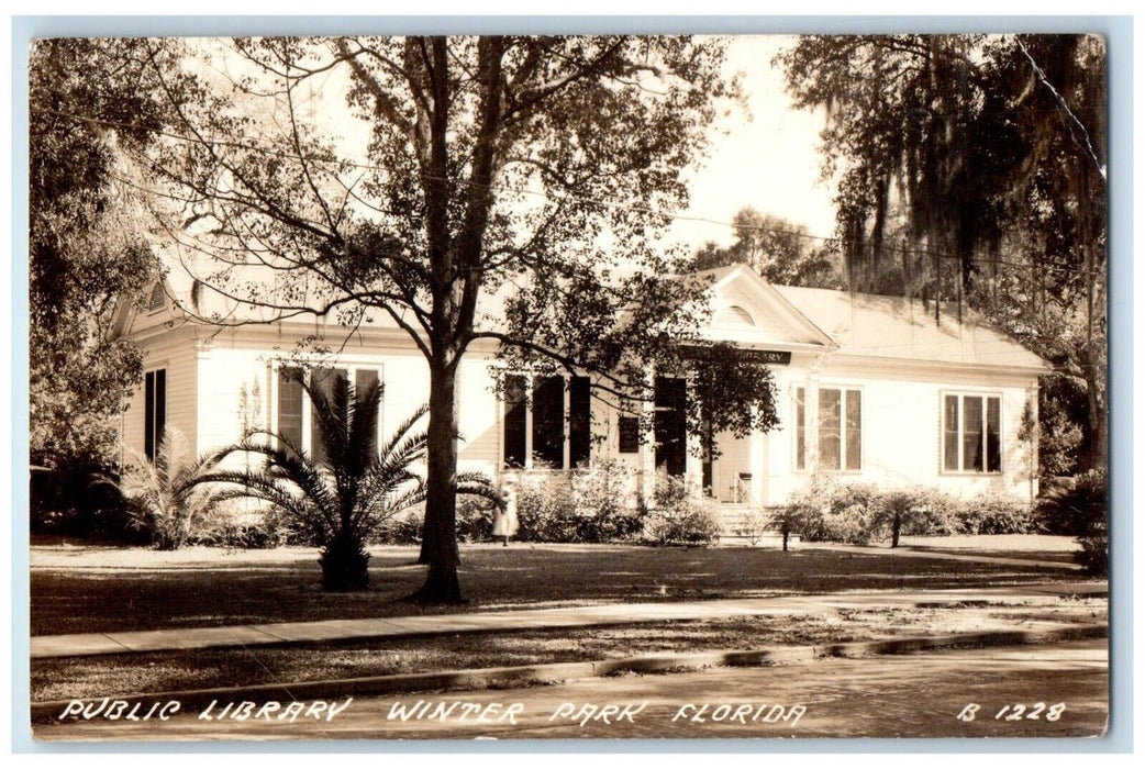 c1940's Public Library Winter Park Florida FL RPPC Photo Postcard