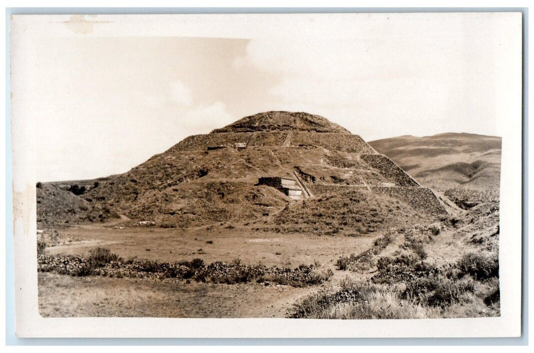 c1940's Temple Ruins Pyramid Mountain Mexico RPPC Photo Unposted Postcard