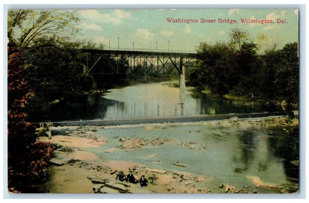 c1910 Washington Street Bridge River Wilmington Delaware DE Vintage Postcard