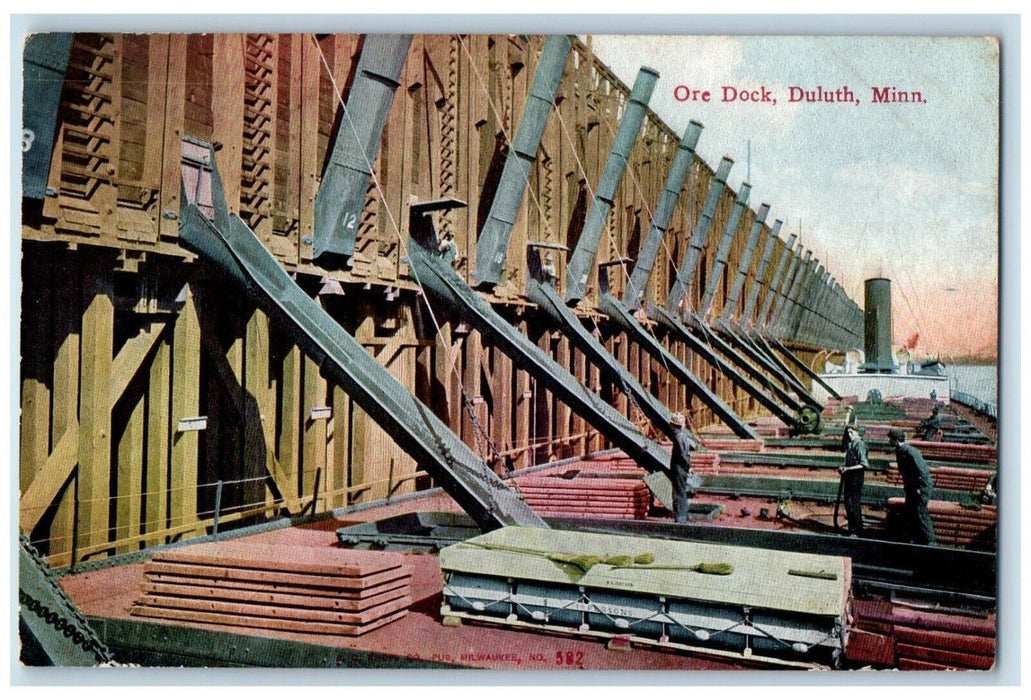 c1910 Iron Ore Dock Working Loading Building Exterior Duluth Minnesota Postcard
