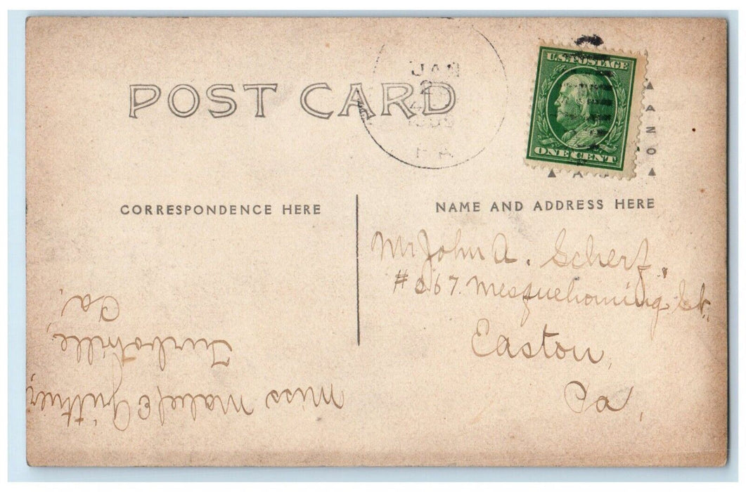 1909 I.O.O.F. Hall Patriot Flag Turbotville Pennsylvania PA RPPC Photo Postcard