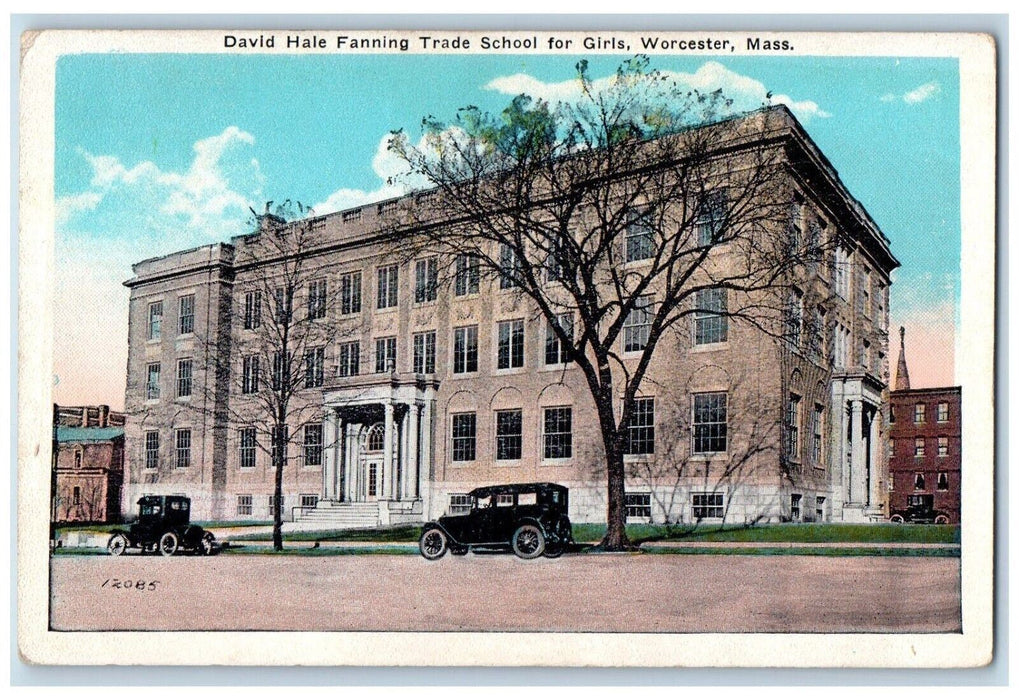 View Of David Hale Fanning Trade School For Girls Building Worcester MA Postcard