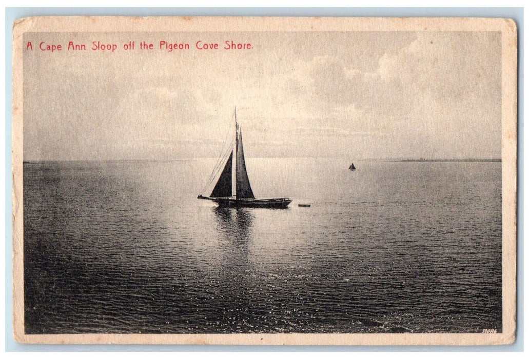 A Cape Ann Sloop Off the Pigeon Cove Shore Sailboat Massachusetts MA Postcard
