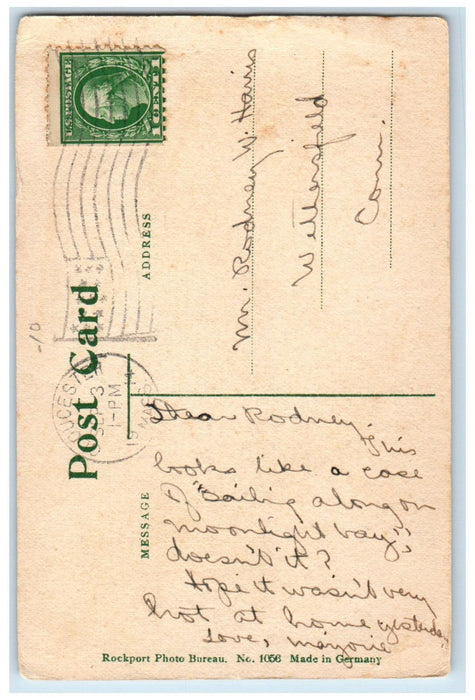 A Cape Ann Sloop Off the Pigeon Cove Shore Sailboat Massachusetts MA Postcard