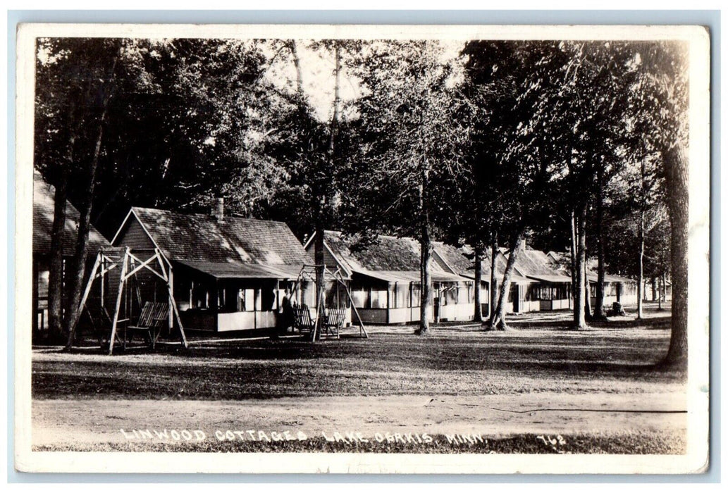 1936 Linwood Cottages Cabins Lake Osakis Minnesota MN RPPC Photo Postcard