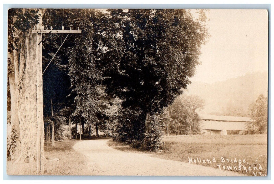 c1910's Holland Covered Bridge Townshend Vermont VT RPPC Photo Antique Postcard