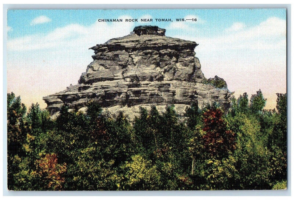 c1940 Chinaman Rock Scenic View Near Tomah Wisconsin WI Antique Vintage Postcard