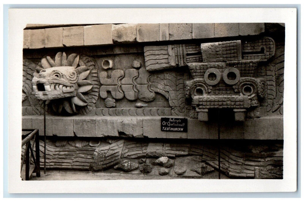 c1940's Temple Of Quetzalcoatl Teotihuacan Mexico RPPC Photo Unposted Postcard