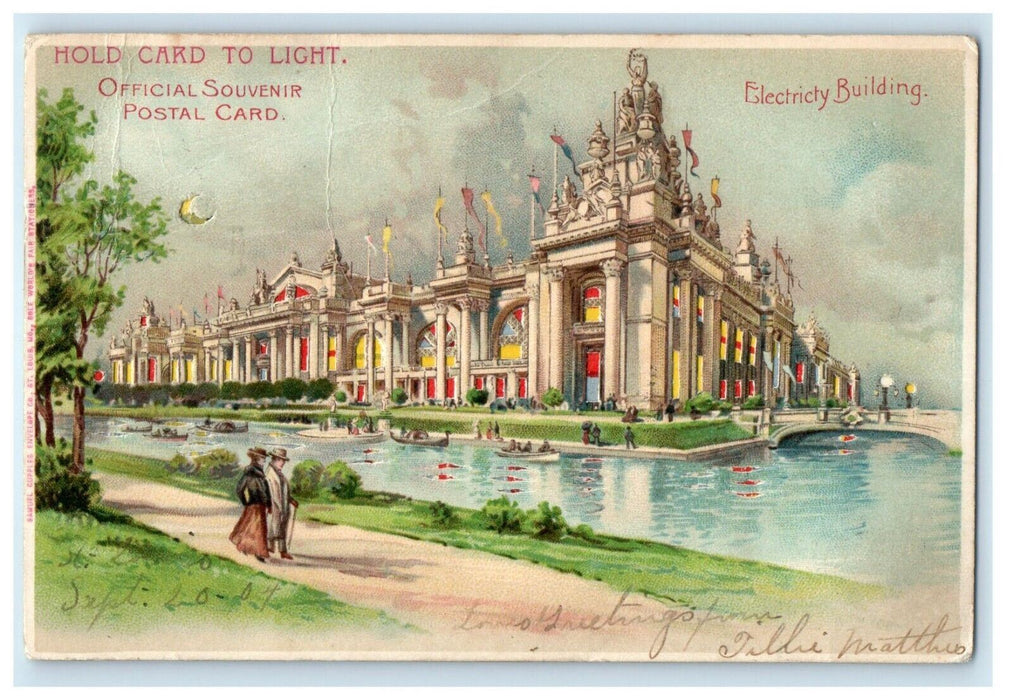 1904 Electricity Building HTL Hold to Light World Fair St. Louis MO Postcard