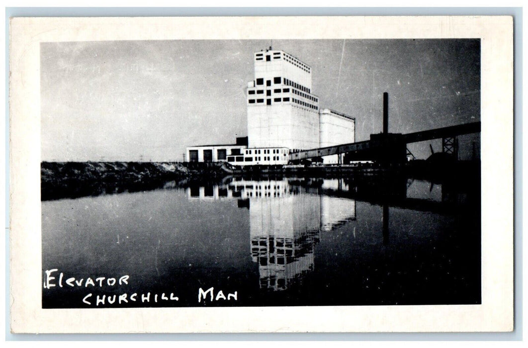 1953 Wheat Elevator Churchill Manitoba Canada RPPC Photo Postcard