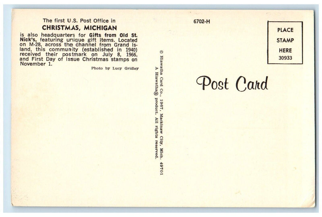 c1960 First US Post Office Headquarters Gifts Shop Christmas Michigan Postcard