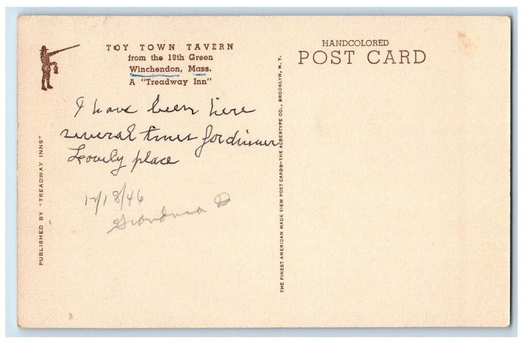c1940 Toy Town Tavern Treadway Inn Road Green Winchendon Massachusetts Postcard