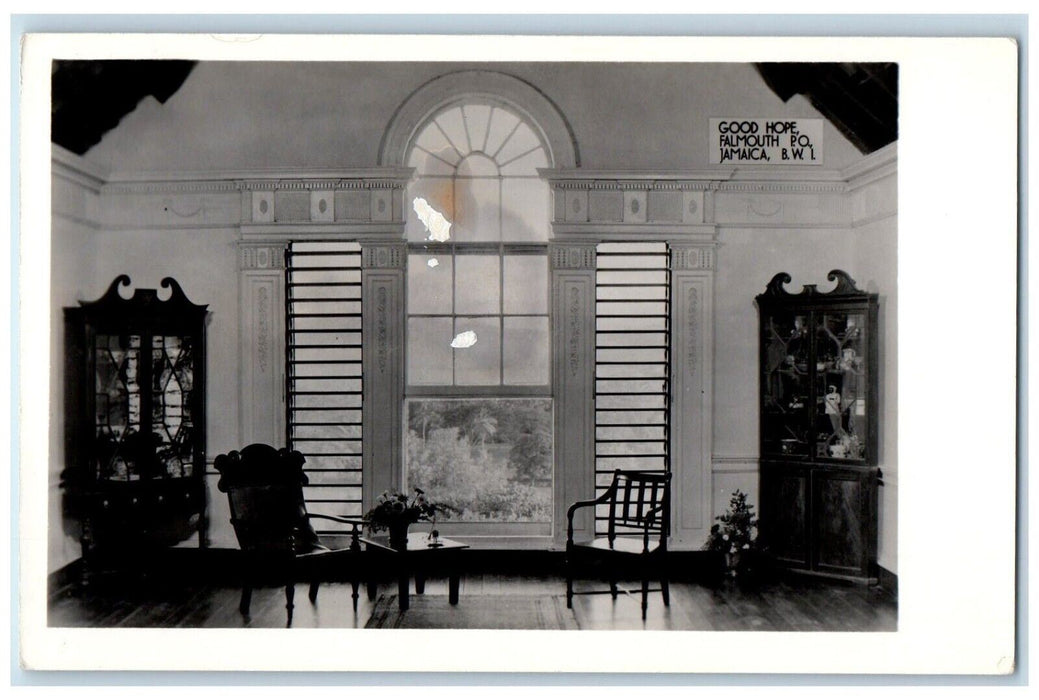 c1920's Good Hope Home Interior View Falmouth Jamaica RPPC Photo Postcard