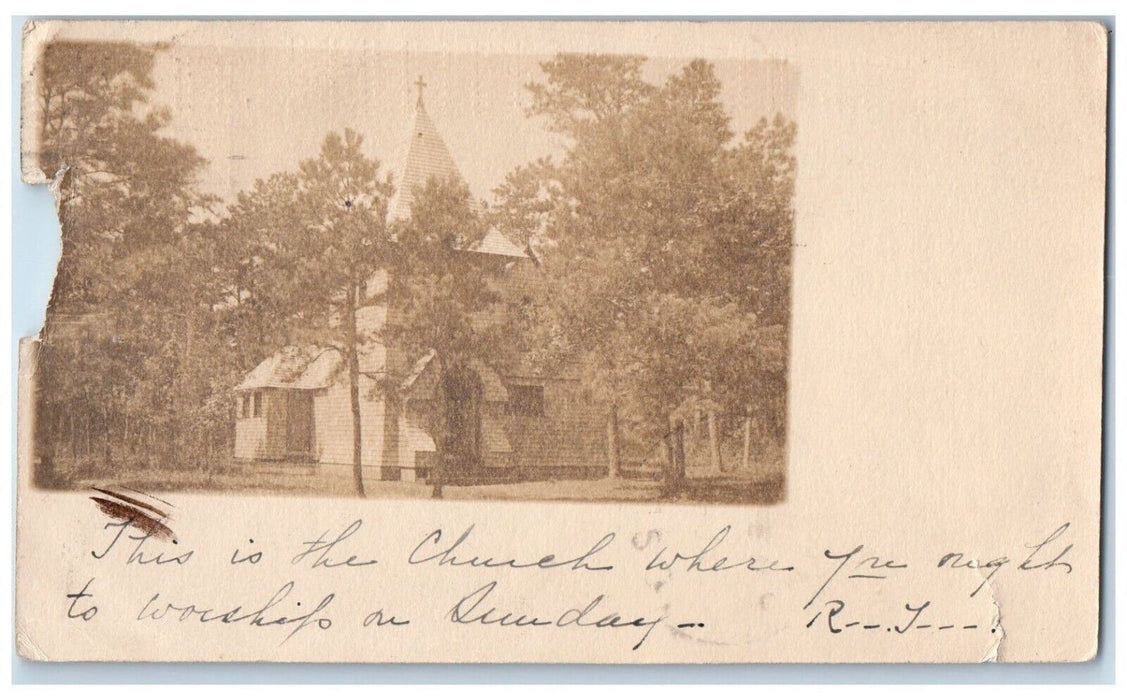 1903 Church And Trees At Auburn New York NY Posted Antique RPPC Photo Postcard